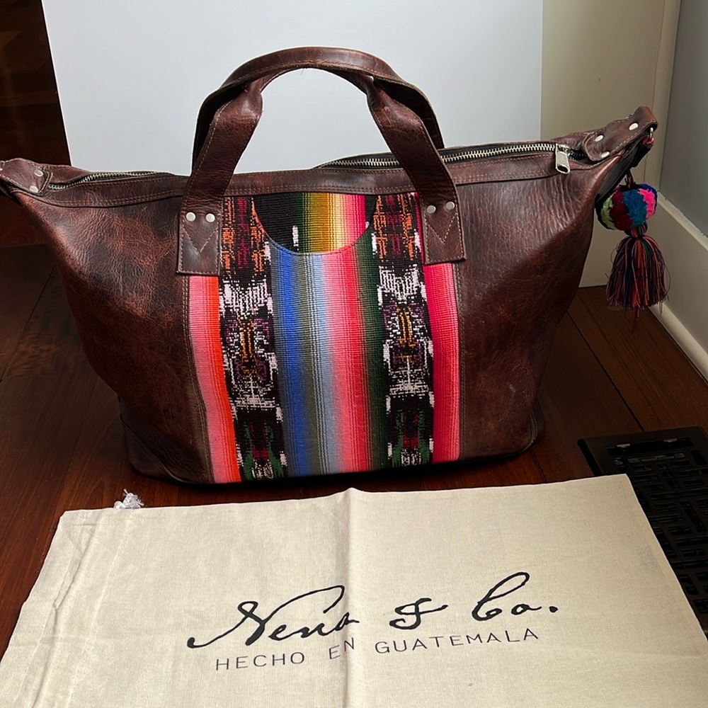 Nena & Co. Brown Travel Bag with Multicolor Accent
